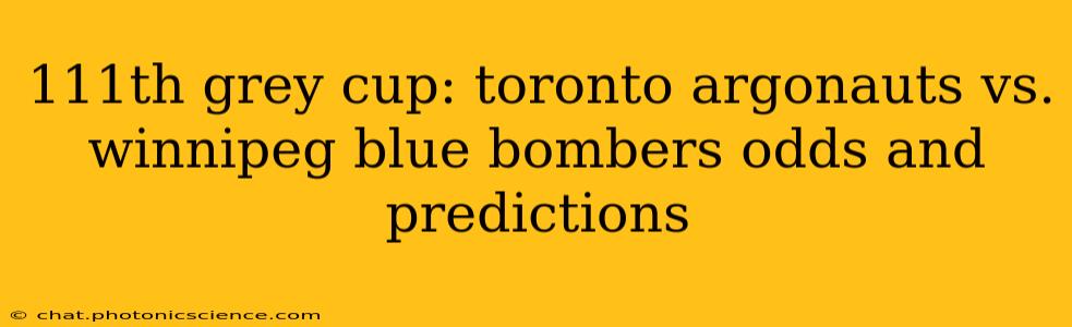 111th grey cup: toronto argonauts vs. winnipeg blue bombers odds and predictions