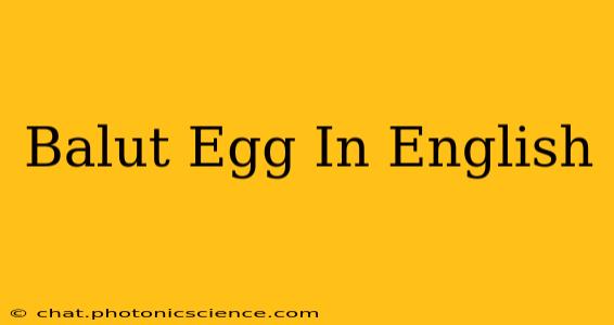 Balut Egg In English