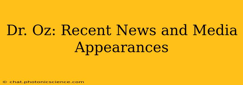 Dr. Oz: Recent News and Media Appearances