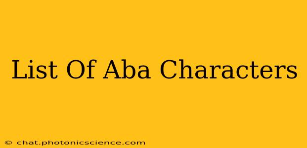 List Of Aba Characters