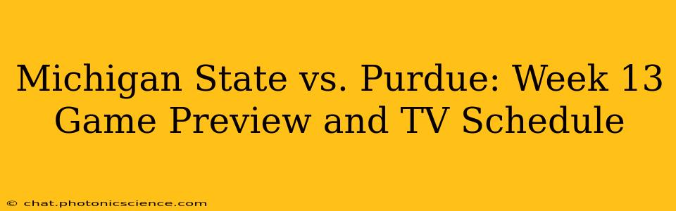 Michigan State vs. Purdue: Week 13 Game Preview and TV Schedule