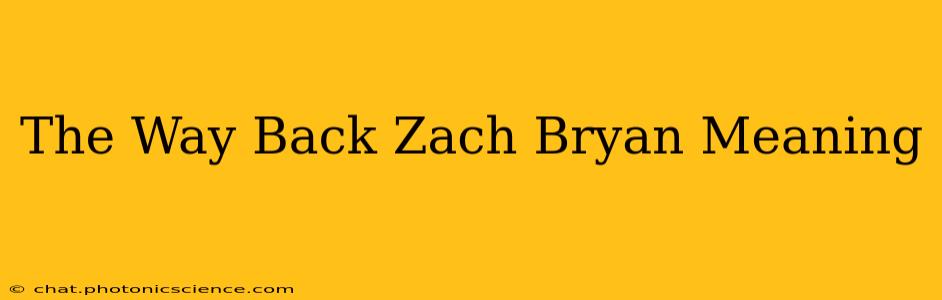 The Way Back Zach Bryan Meaning